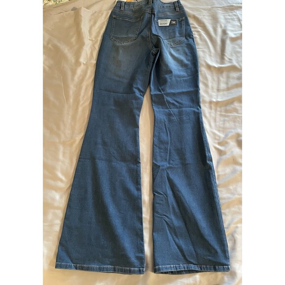 YMI Jeans Women Size L Blue Hyper Denim Long Bell Bottoms - Picture 2 of 12